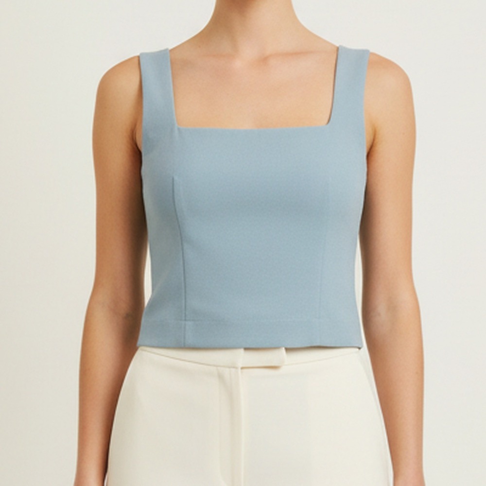 Miaou NWT Dusty Blue Square Neck Shell Tank Top Back Zip Women XL
